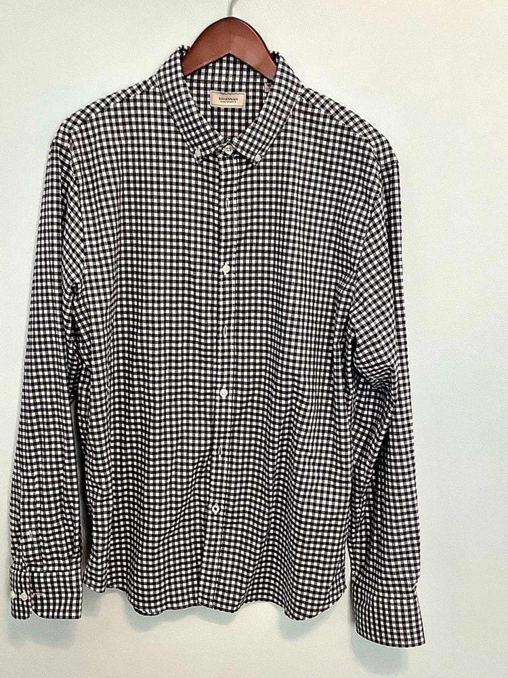 Savannah Gingham Button Down in Blue & White XL Like New